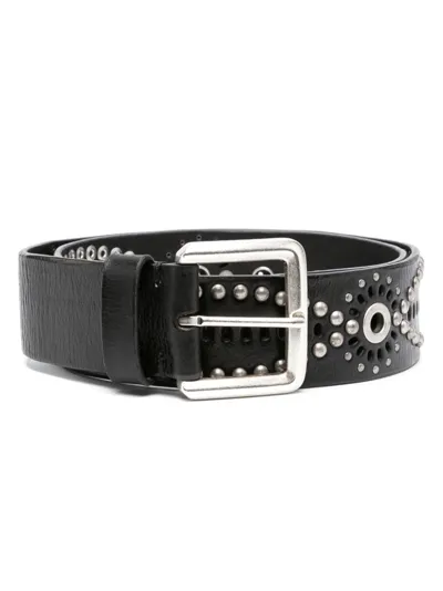 Golden Goose Stud-embellished Leather Belt In Black