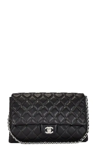 Pre-owned Chanel Lambskin Quilted Flap Chain Shoulder Bag In Gray