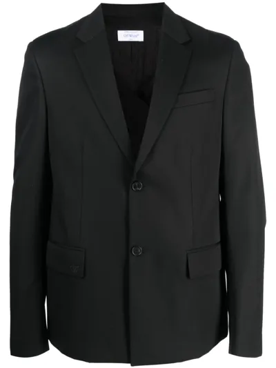 Off-white Single-breasted Wool Blazer In Black