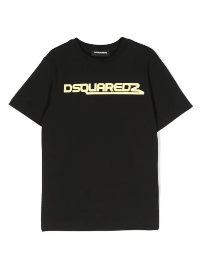 Dsquared2 Kids' T-shirt Mit Logo-print In Black