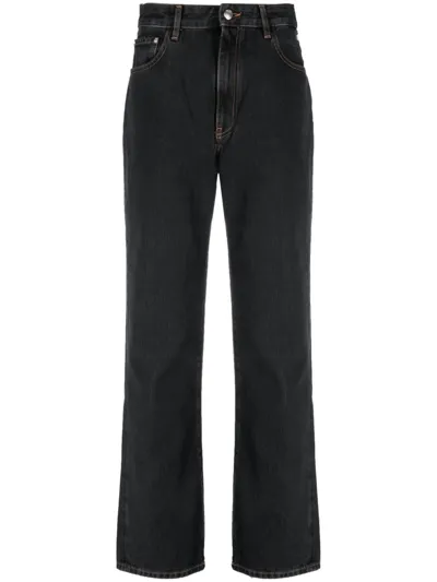 Gcds Chocker Rhinestone-embellished Straight-leg Jeans In Black