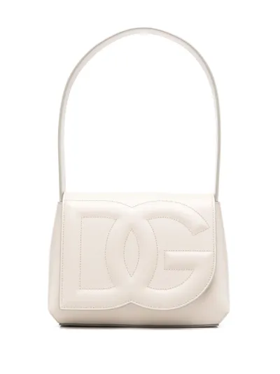 Dolce & Gabbana Dg Logo Leather Shoulder Bag In Beige