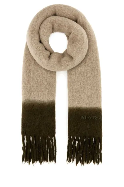 Isabel Marant Logo Embroidered Fringed Scarf In Multi