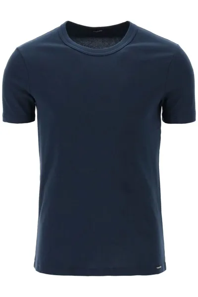 Tom Ford Crew-neck Stretch-cotton T-shirt In Blue