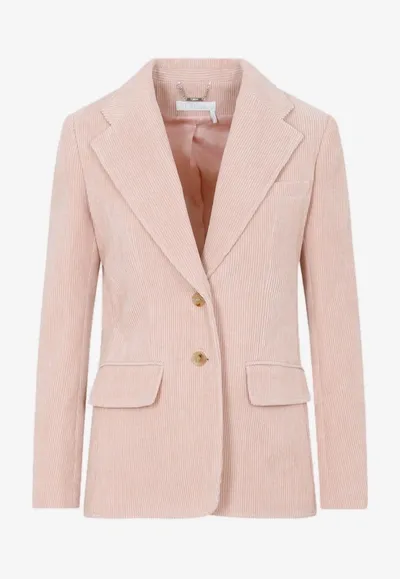 Chloé Single-breasted Corduroy Blazer In Pink