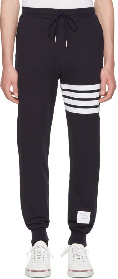 Thom Browne Navy Loopback 4-bar Lounge Pants