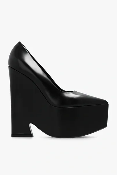 Versace Leather Platform Pumps In Black