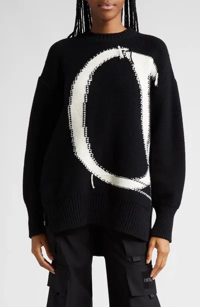 Off-white Ow Maxi Logo Sweater In Black,white