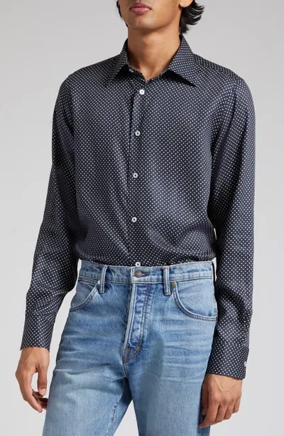 Tom Ford Men's Slim Fit Polka Dot Sport Shirt In Blue