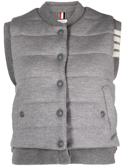 Thom Browne 4-bar Stripe Reversible Vest In Grey