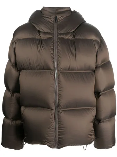 Filippa K Zip-up Hooded Puffer Jacket In Brown