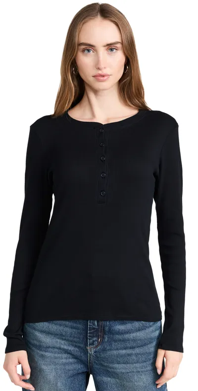 Nili Lotan Jordan Henley Long-sleeve T-shirt In Jet Black