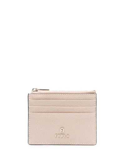 Furla Logo-lettering Leather Cardholder In Pink