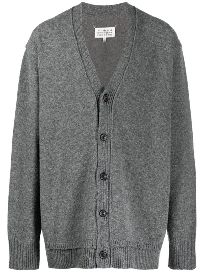 Maison Margiela Button-up Knitted Cardigan In Dark Grey