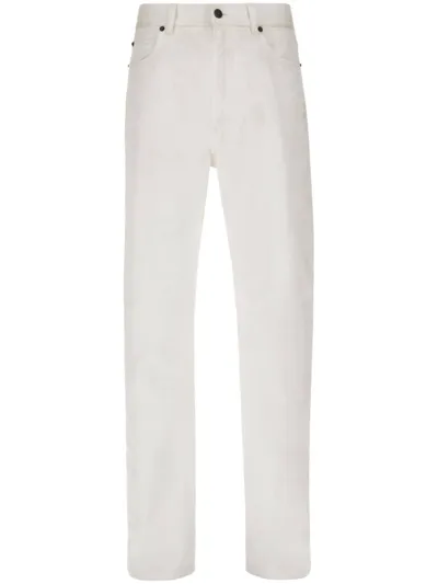 Ferragamo Logo-patch Mid-rise Straight-leg Jeans In Neutrals