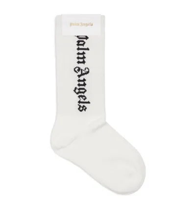 Palm Angels Kids' Logo Cotton-blend Socks In White