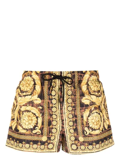 Versace Barocco-print Swim Shorts In Black