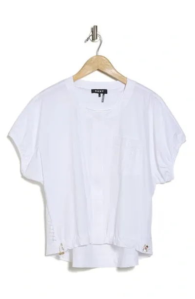 Dkny Puff-sleeve Cotton T-shirt In White