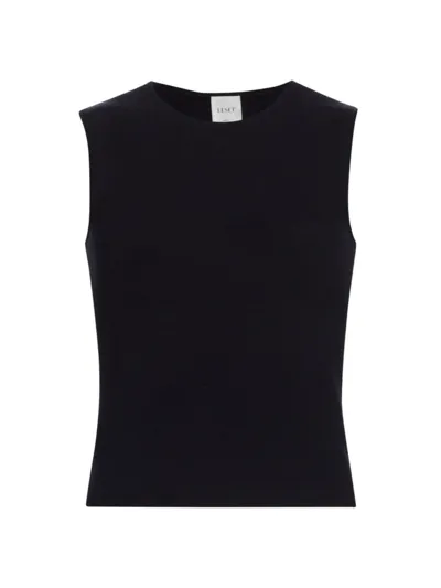 Leset Lauren Sleeveless Crewneck Top In Black