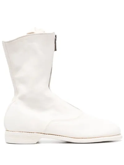 Guidi Front Zip Boots In Blanco