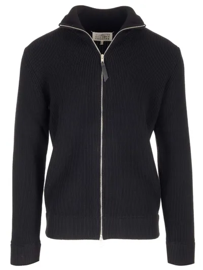 Maison Margiela Zipped Cardigan In Blue