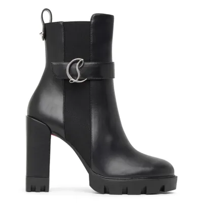 Christian Louboutin Cl Chelsea Lug 100 Black Leather Ankle Boots