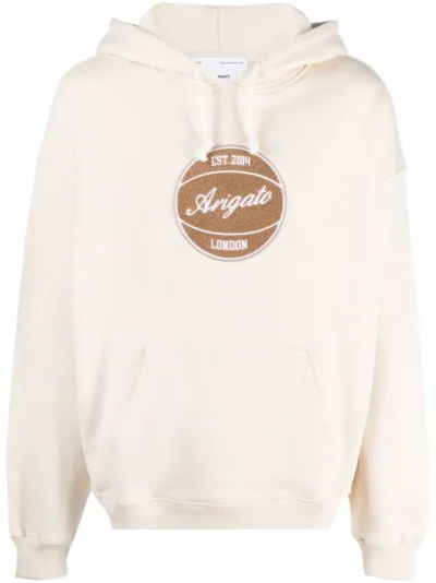 Axel Arigato Logo-patch Cotton Hoodie In Pale Beige