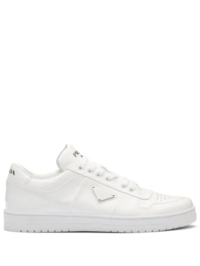 Prada Downtown Leather Sneakers In White