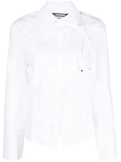 Jacquemus La Chemise Ruban Stretch Cotton Shirt In White