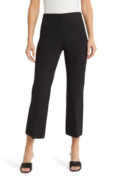 Theory High-waist Straight-leg Pant In Good Wool In Black