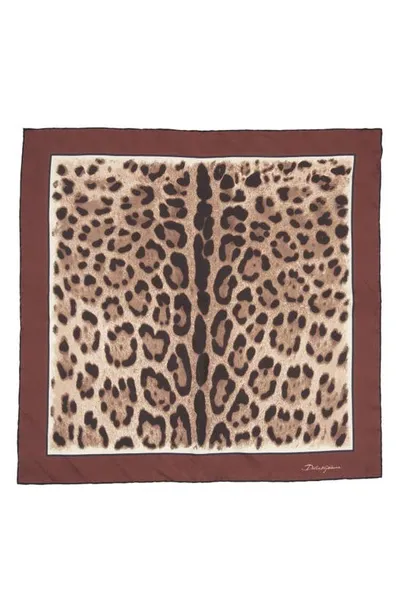 Dolce & Gabbana Seidenschal Mit Leoparden-print In Brown