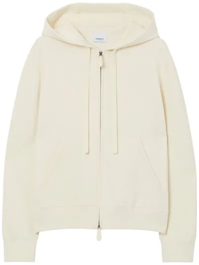 Burberry Cashmere-blend Zip Hoodie In White