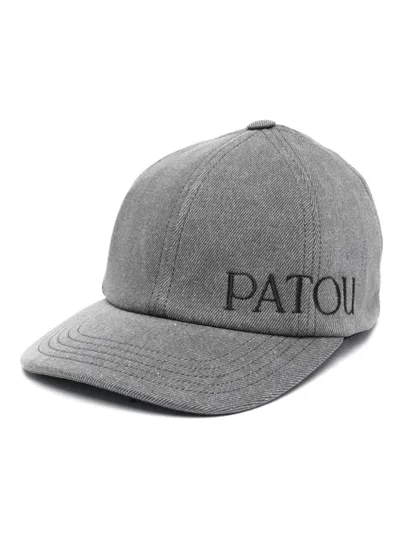 Patou Embroidered-logo Denim Cap In Anthracite