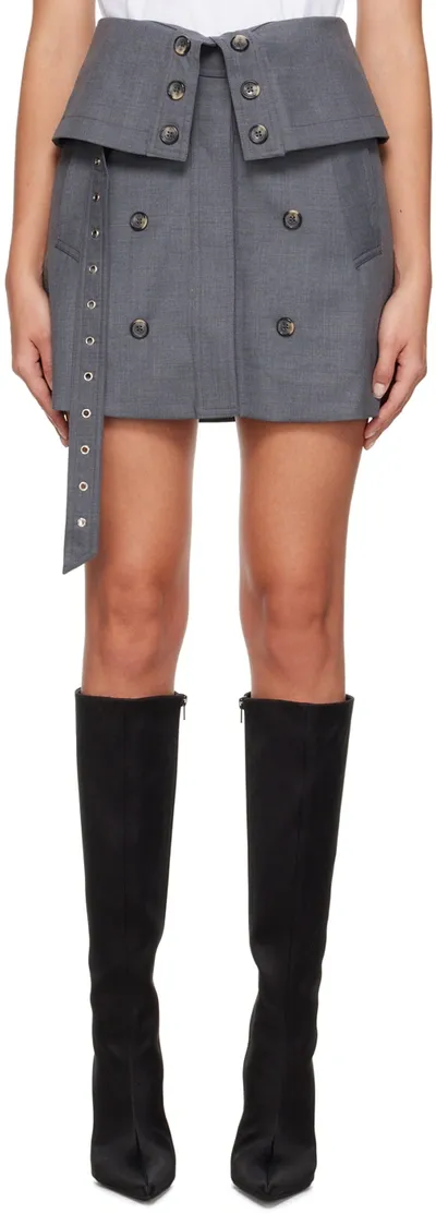 Rokh A-line Decorative-buttoned Miniskirt In Grey