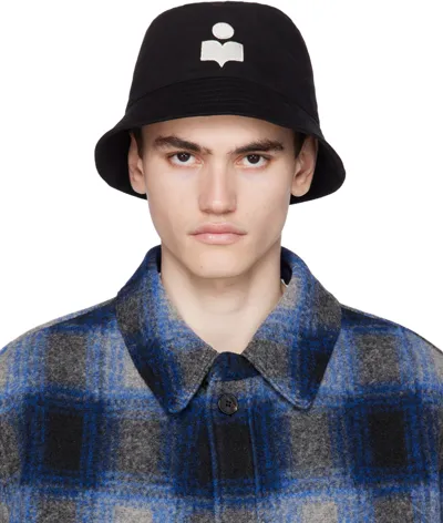 Isabel Marant Black Haley Bucket Hat In Bkec Black/ecru