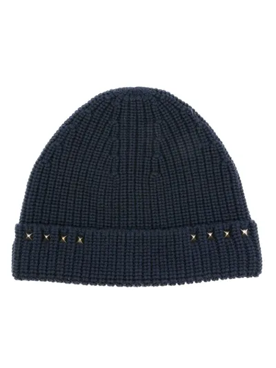 Valentino Garavani Rockstud Virgin Wool Beanie In Black