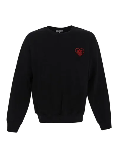 Family First Crewneck Heart Sweatshirt In Black