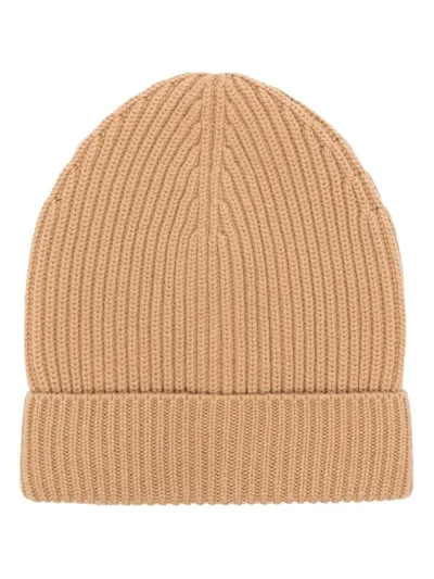 Dolce & Gabbana Turn-up Brim Ribbed-knit Beanie In Neutrals