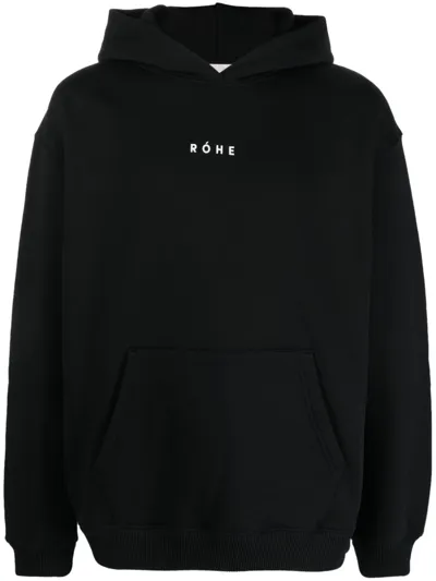 Rohe Logo-print Long-sleeved Hoodie In Black