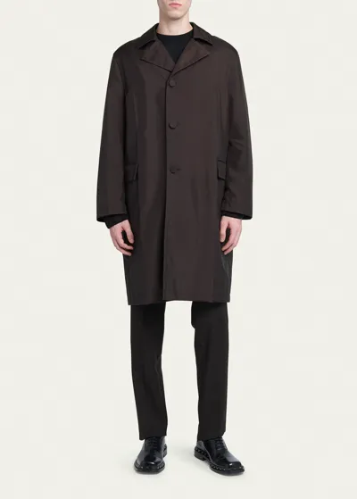 Valentino Textured Nylon Long Coat In Brown