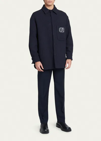 Valentino Vlogo Signature Shirt Jacket In Navy