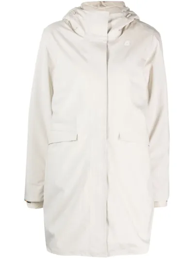 K-way Nylon Parka Coat In Beige