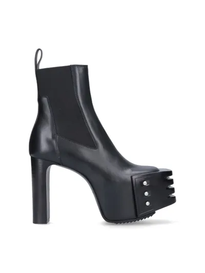 Rick Owens "luxor Grilled Platforms 65" Boots In Black