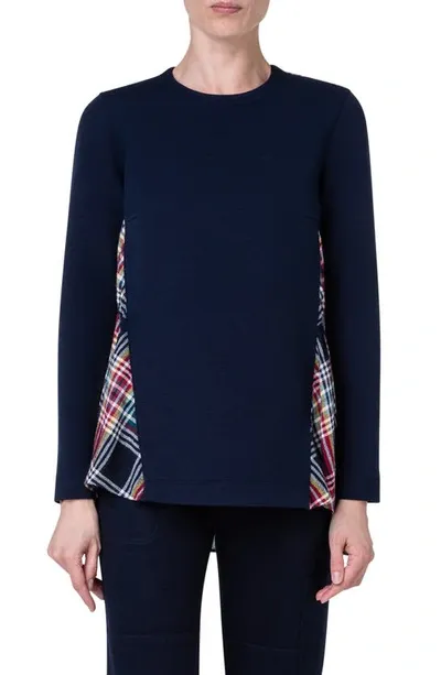 Akris Punto British Check Panel Tunic In Blue Multi