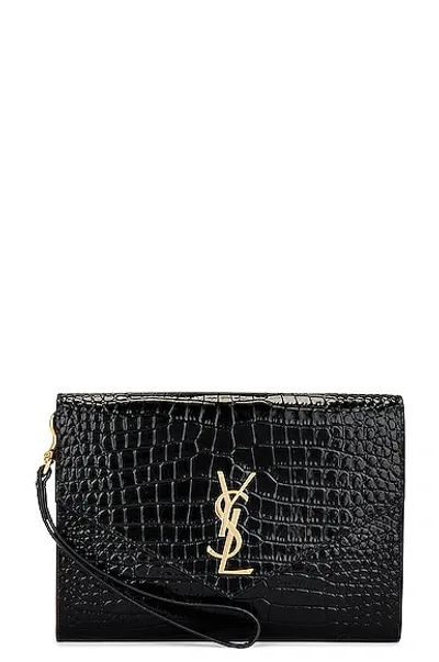 Saint Laurent Cassandre Flap Pouch In Nero