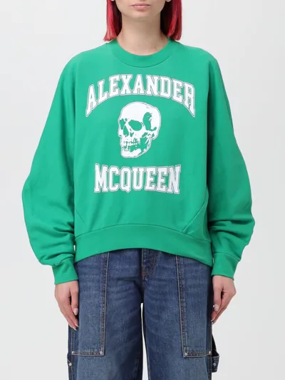 Alexander Mcqueen Varsiity Skull Sweatshirt In Green