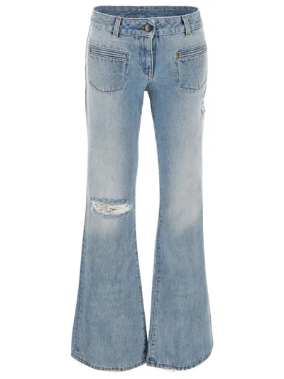 Palm Angels Distressed Flared Jeans In Blue