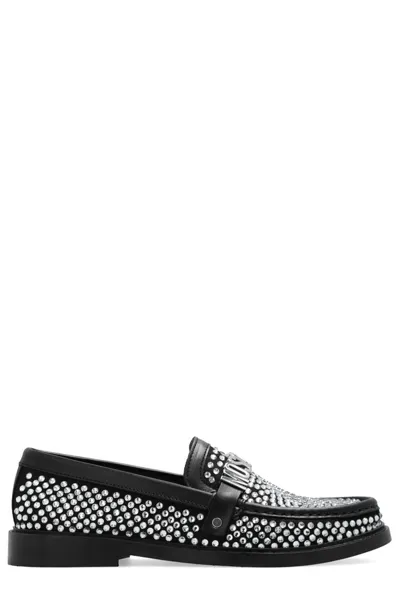 Moschino Loafer Mit Kristallen In Black