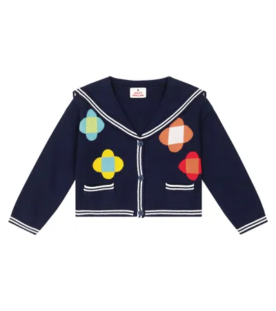 Jellymallow Kids' Intarsia Cardigan In Navy