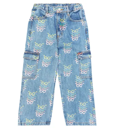 Jellymallow Kids' Printed Cargo Jeans In Blue